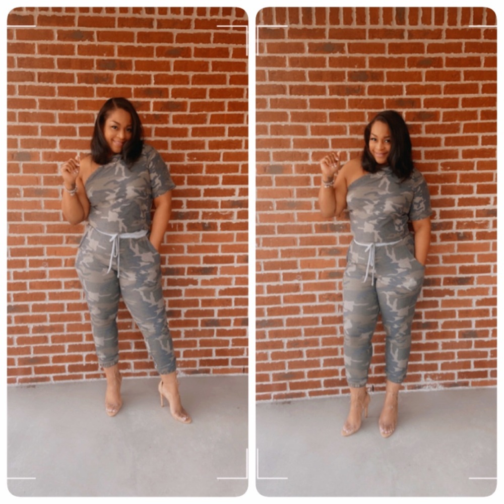 Camo print jumpsuit